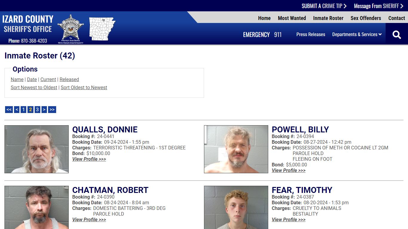 Inmate Roster (42) - Izard County Sheriff